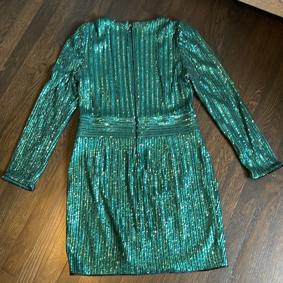 Saylor Rizzo Jade Teal Green Sequin Long Sleeve Cocktail Dress l Size Large - Picture 3 of 5